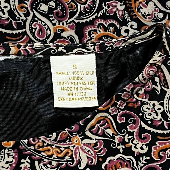 Versatile Vtg Silk Brown S Shell Paisley Top Quiet Luxury, Granny core Boho Chic - Picture 6 of 8